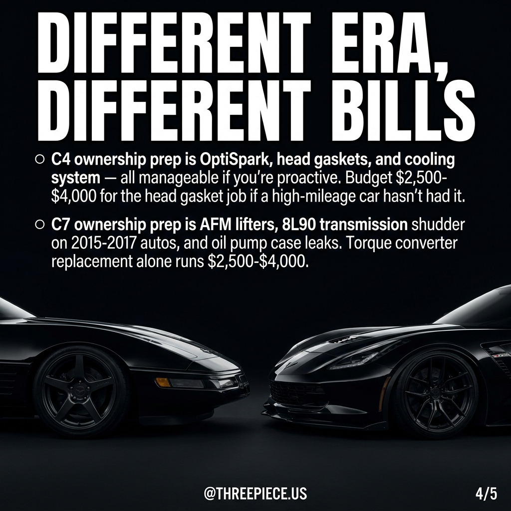 C4 vs C7 Corvette maintenance cost comparison chart