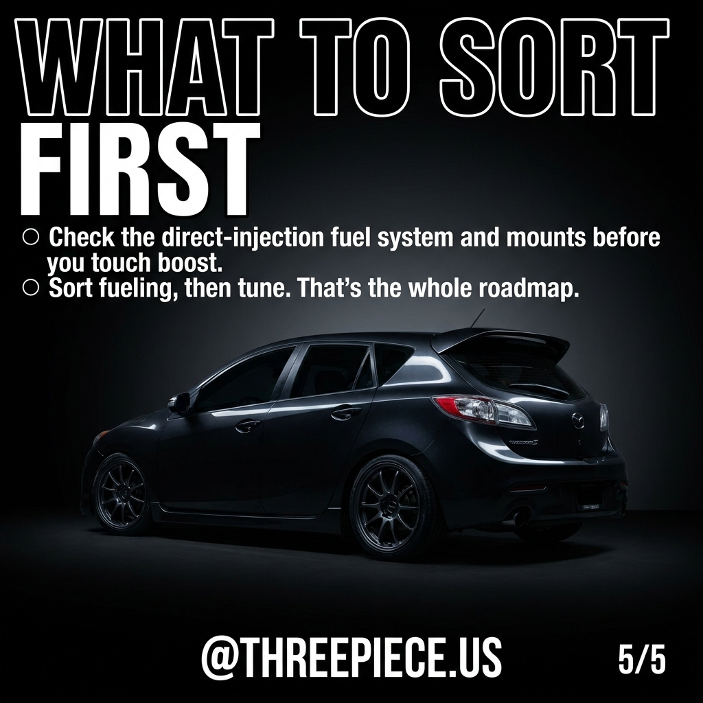 Mazdaspeed3 on aftermarket 18-inch 5x114.3 wheels with aggressive fitment