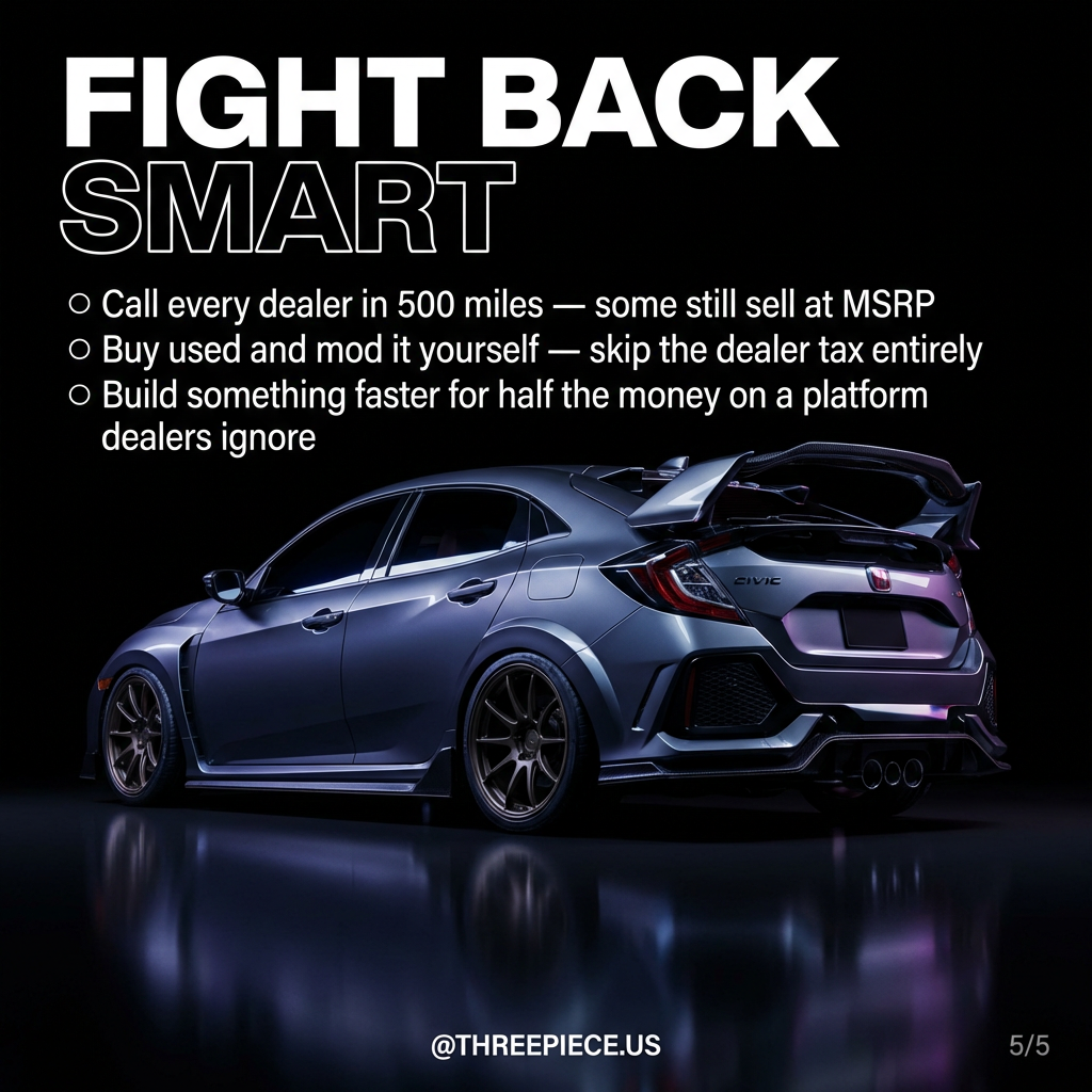 Enthusiast building performance car with aftermarket parts vs buying marked up factory options