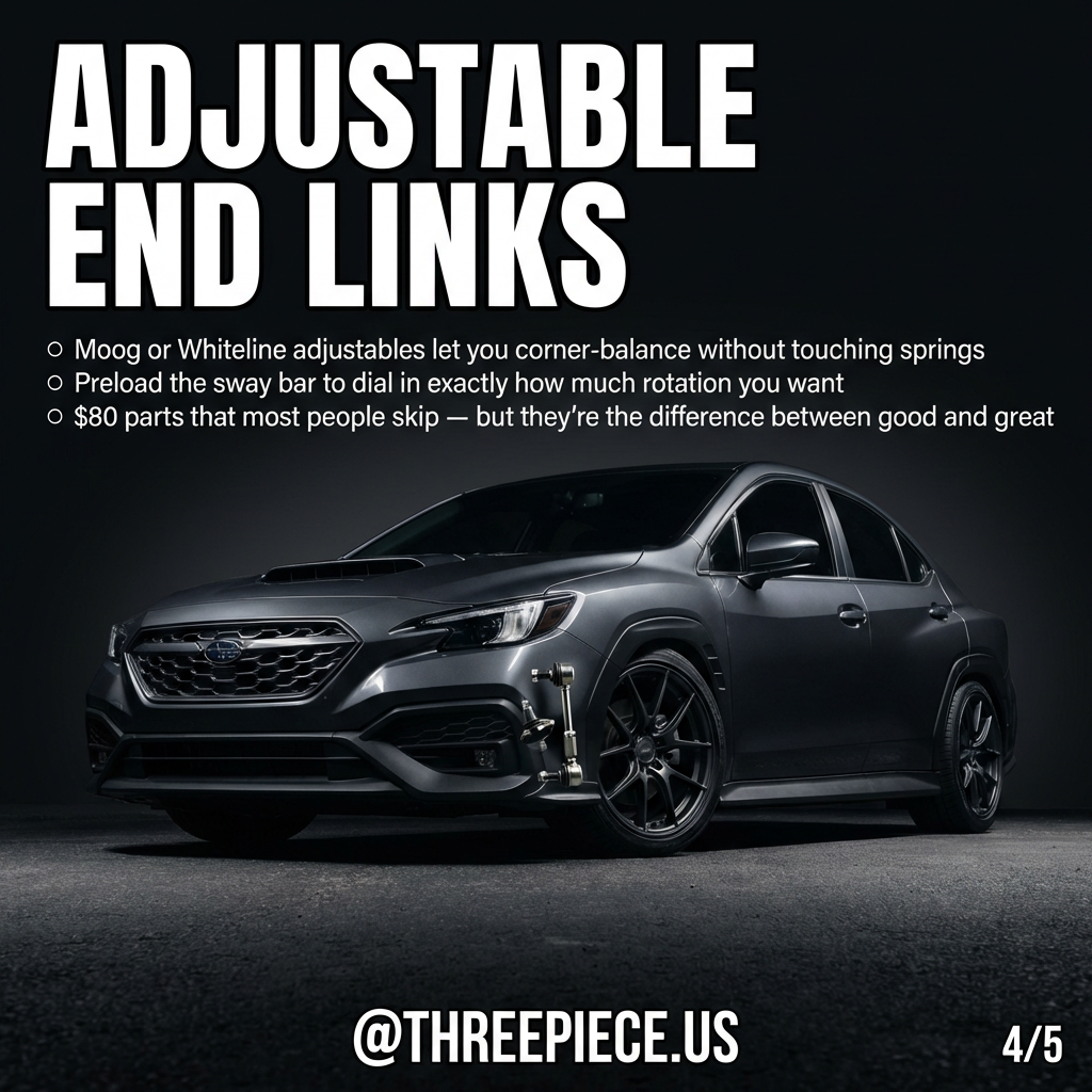Adjustable end links allow precise suspension tuning