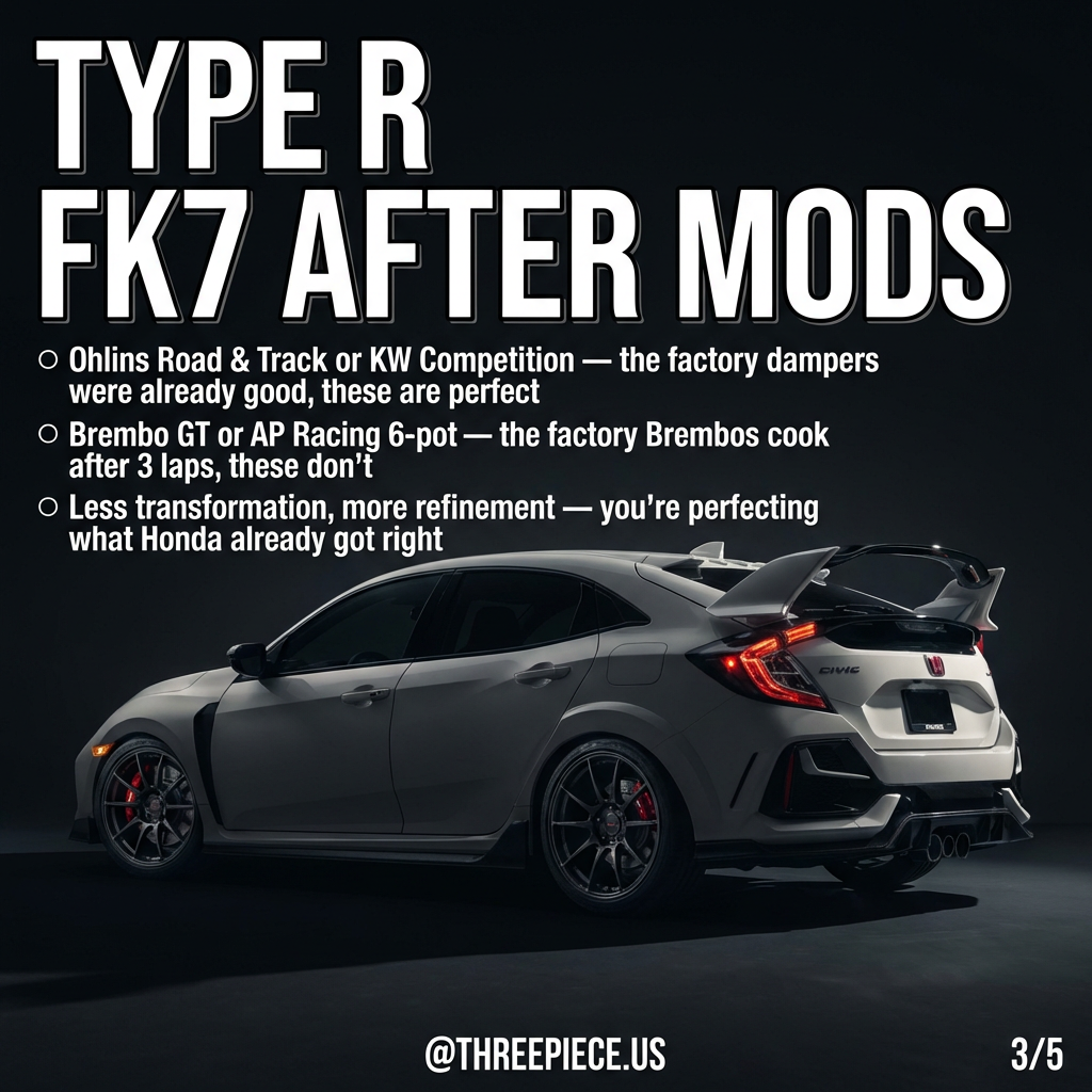 Honda Civic Type R FK7 with Ohlins coilovers and aftermarket big brake kit