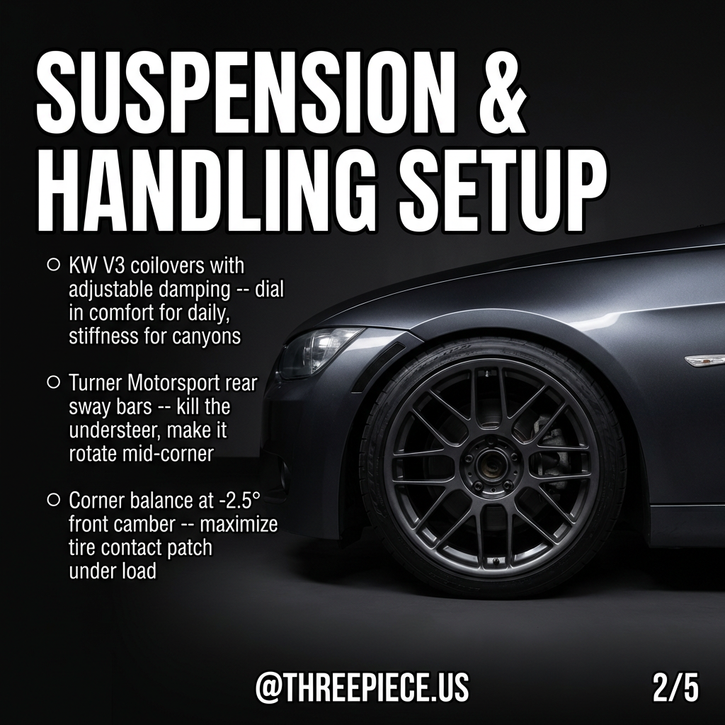 KW V3 coilovers and Turner Motorsport rear sway bars on BMW E92 335i