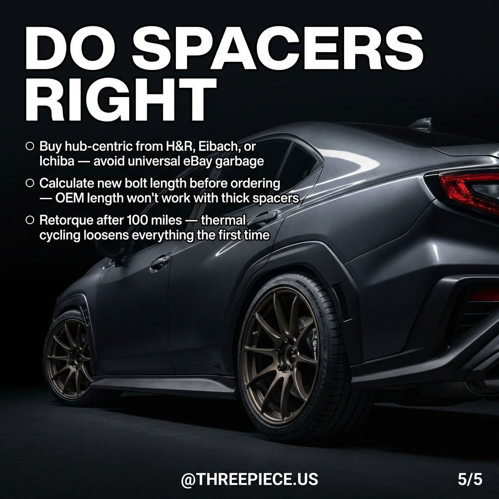 Professional wheel spacer installation with proper torque sequence