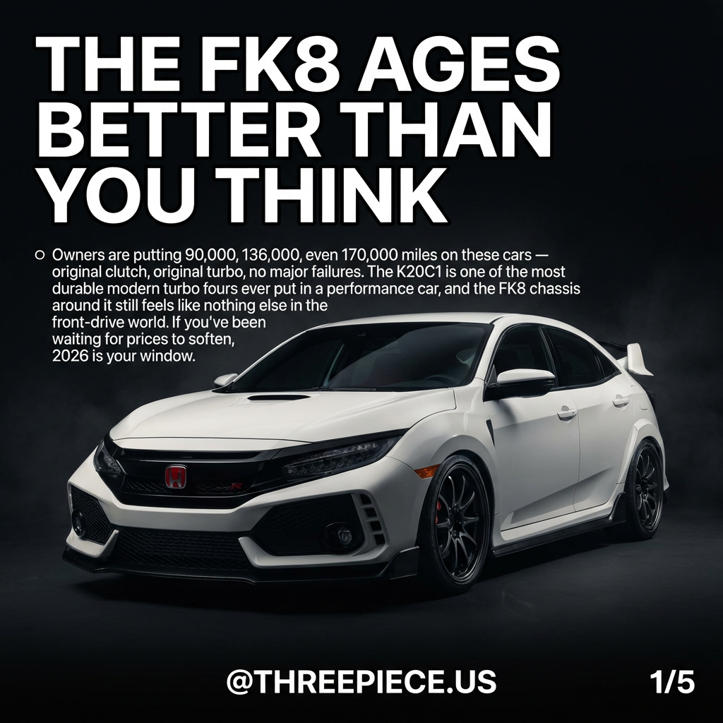 FK8 Honda Civic Type R in Championship White with aftermarket wheels