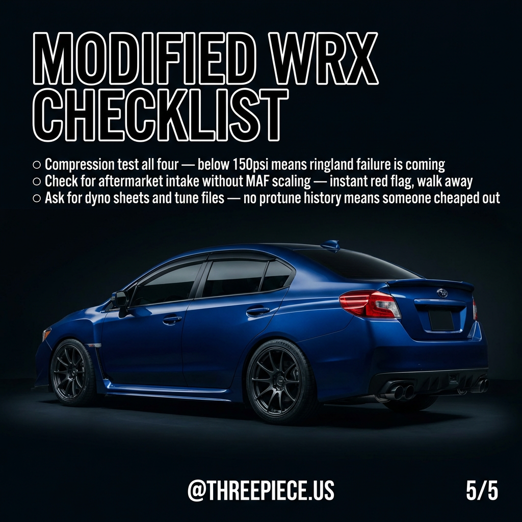 Properly built Subaru WRX with front-mount intercooler and supporting modifications