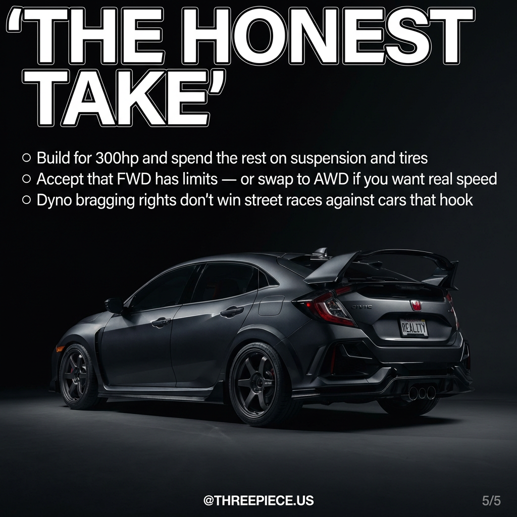 Honda Civic with proper suspension setup and quality wheels