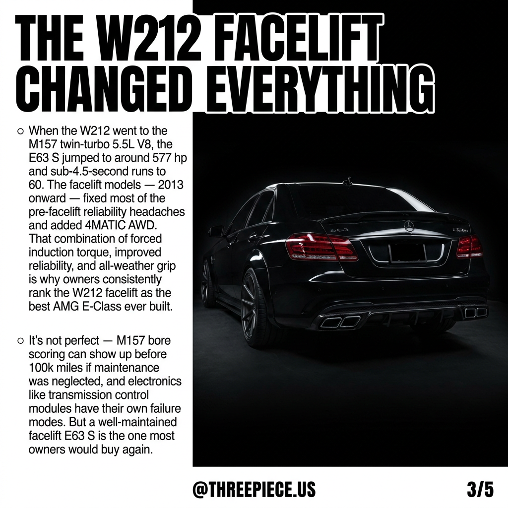 Mercedes W212 E63 AMG S facelift with M157 twin-turbo V8