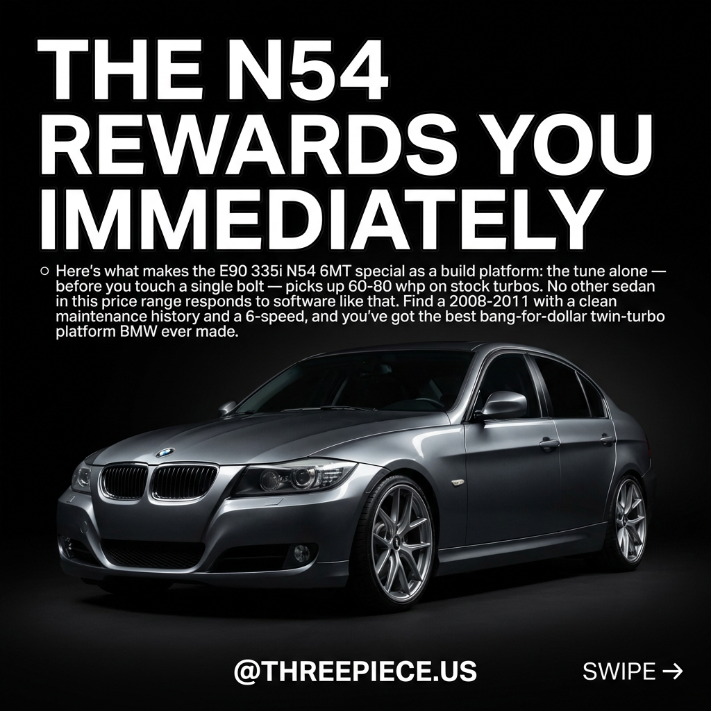 BMW E90 335i N54 6MT twin-turbo sedan build guide overview