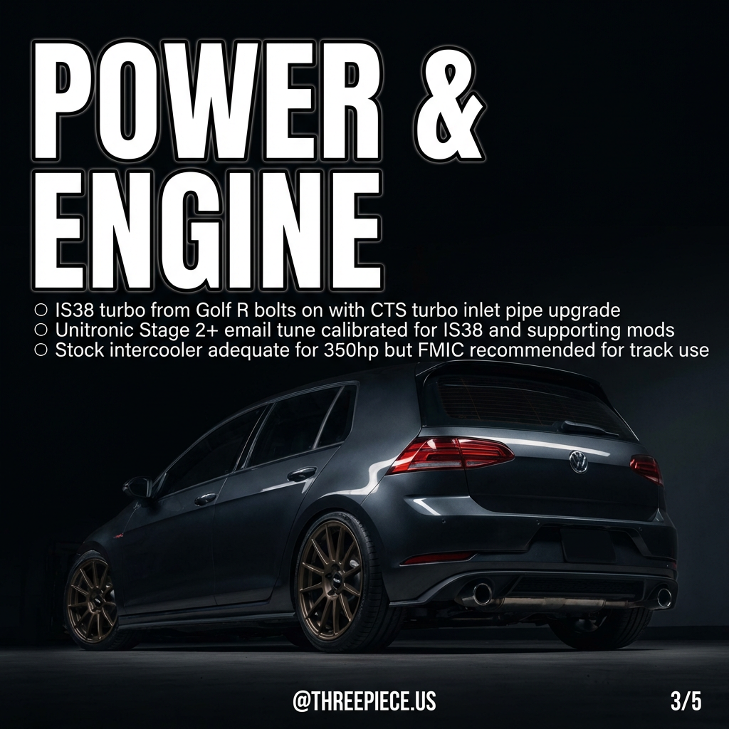 IS38 turbo installation with CTS inlet pipe on MK7 GTI