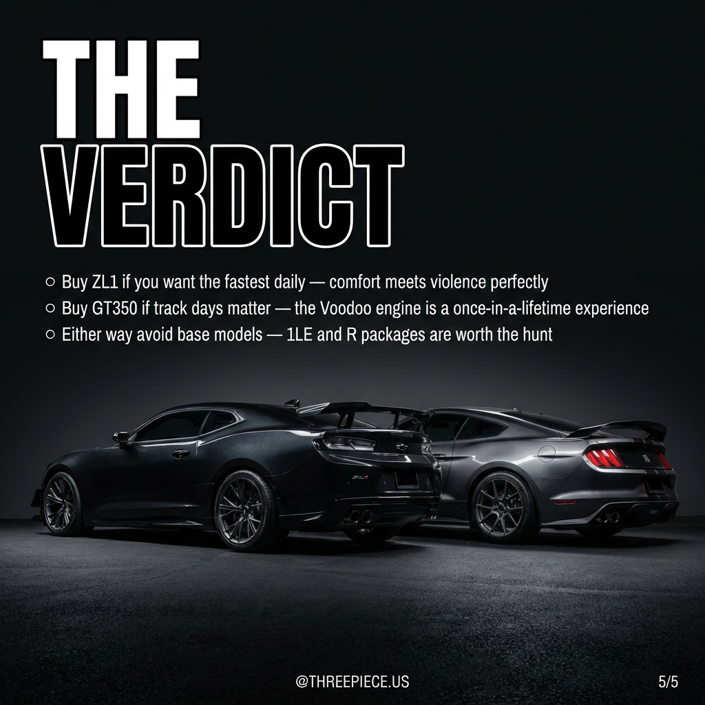 GT350 and ZL1 side by side comparison final verdict