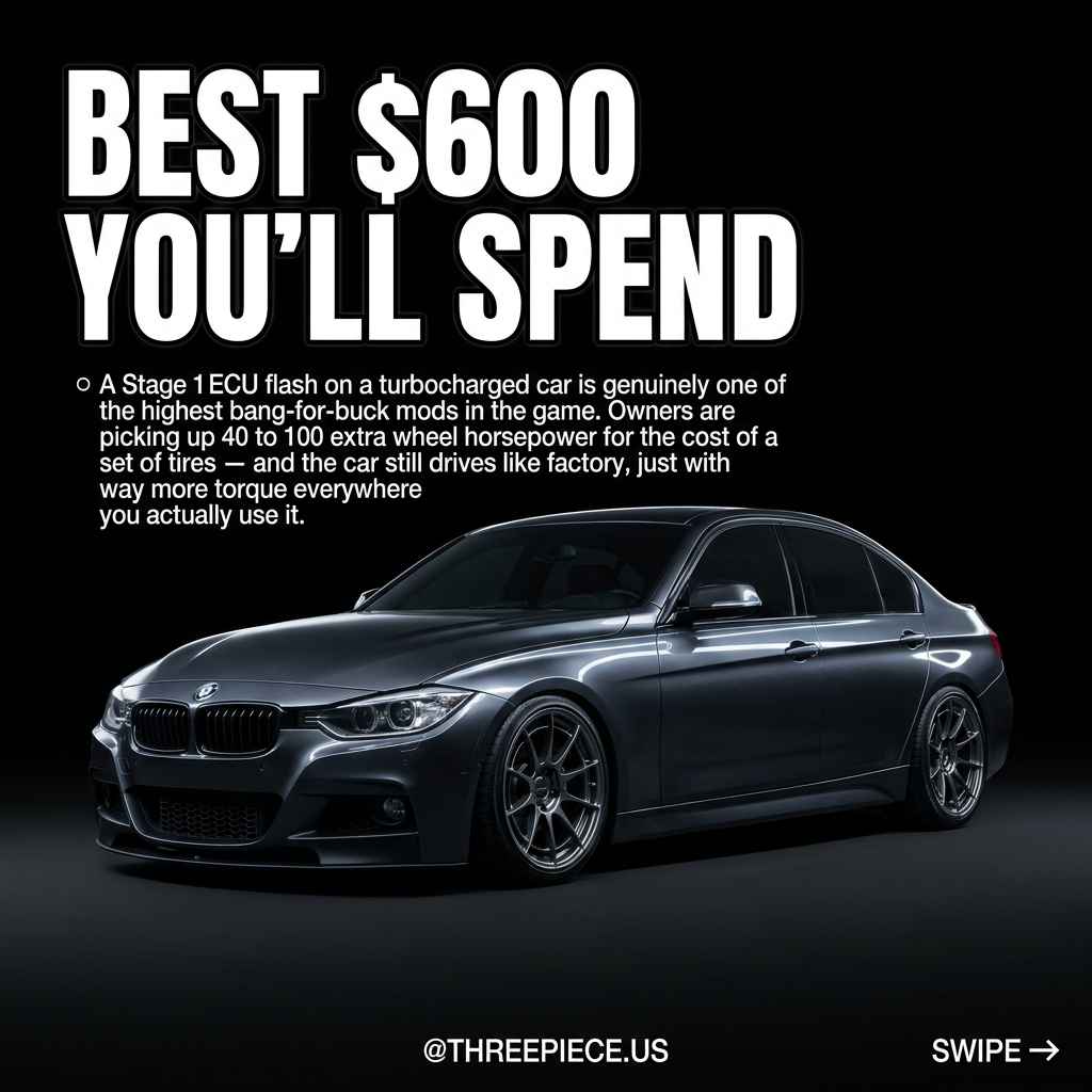 ECU tune worth it infographic showing horsepower gains on turbocharged cars