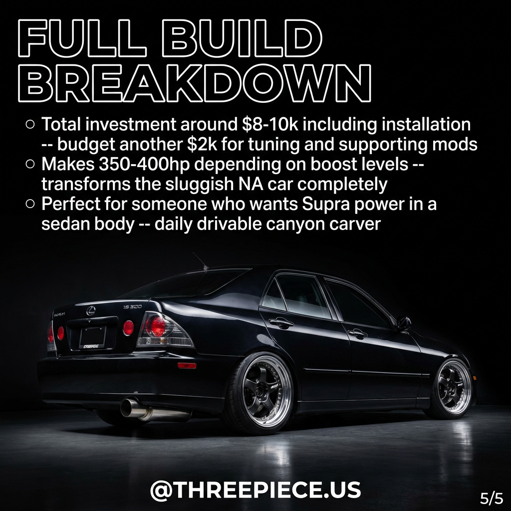 Complete Lexus IS300 turbo build with Work wheels and aggressive suspension setup