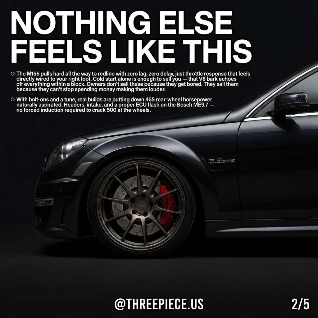 M156 6.2L naturally aspirated V8 engine in W204 C63 AMG engine bay