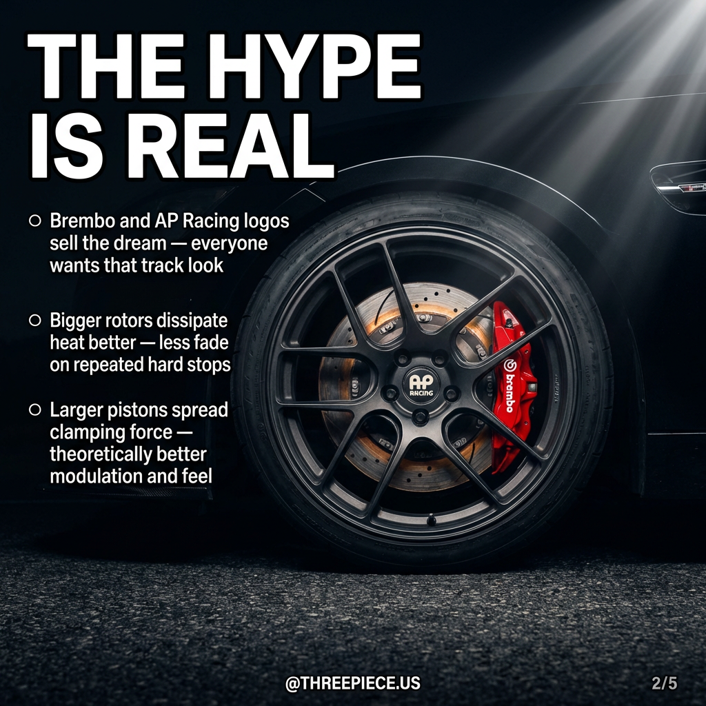 Brembo big brake kit with oversized rotors and multi-piston calipers