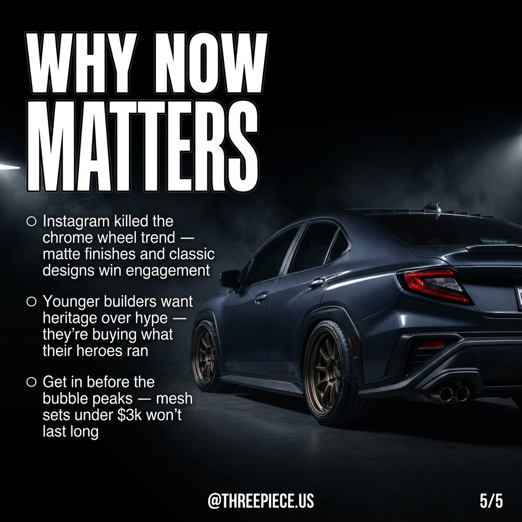 Matte finish classic wheel styles on modern performance cars