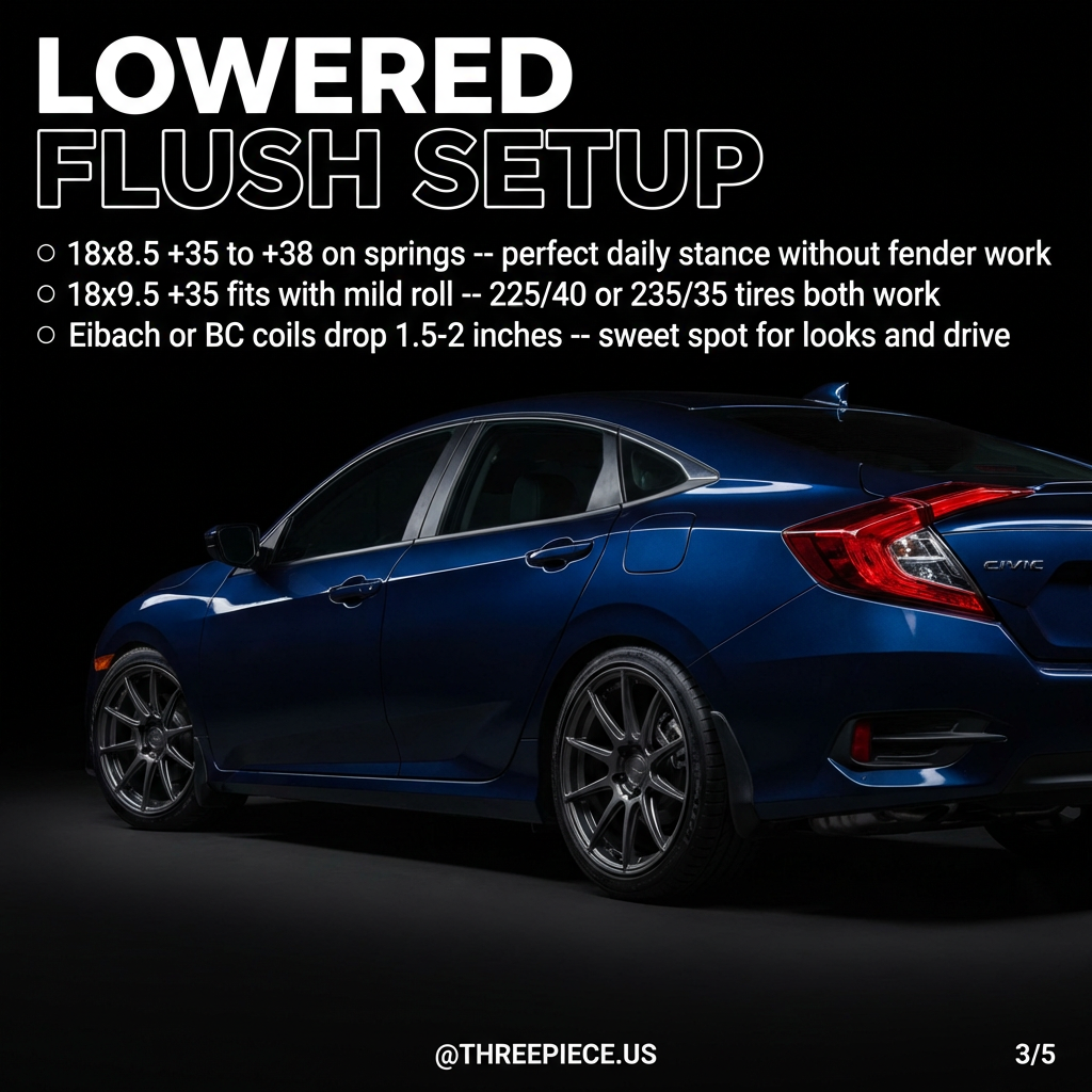 Lowered Honda Civic with flush wheel fitment
