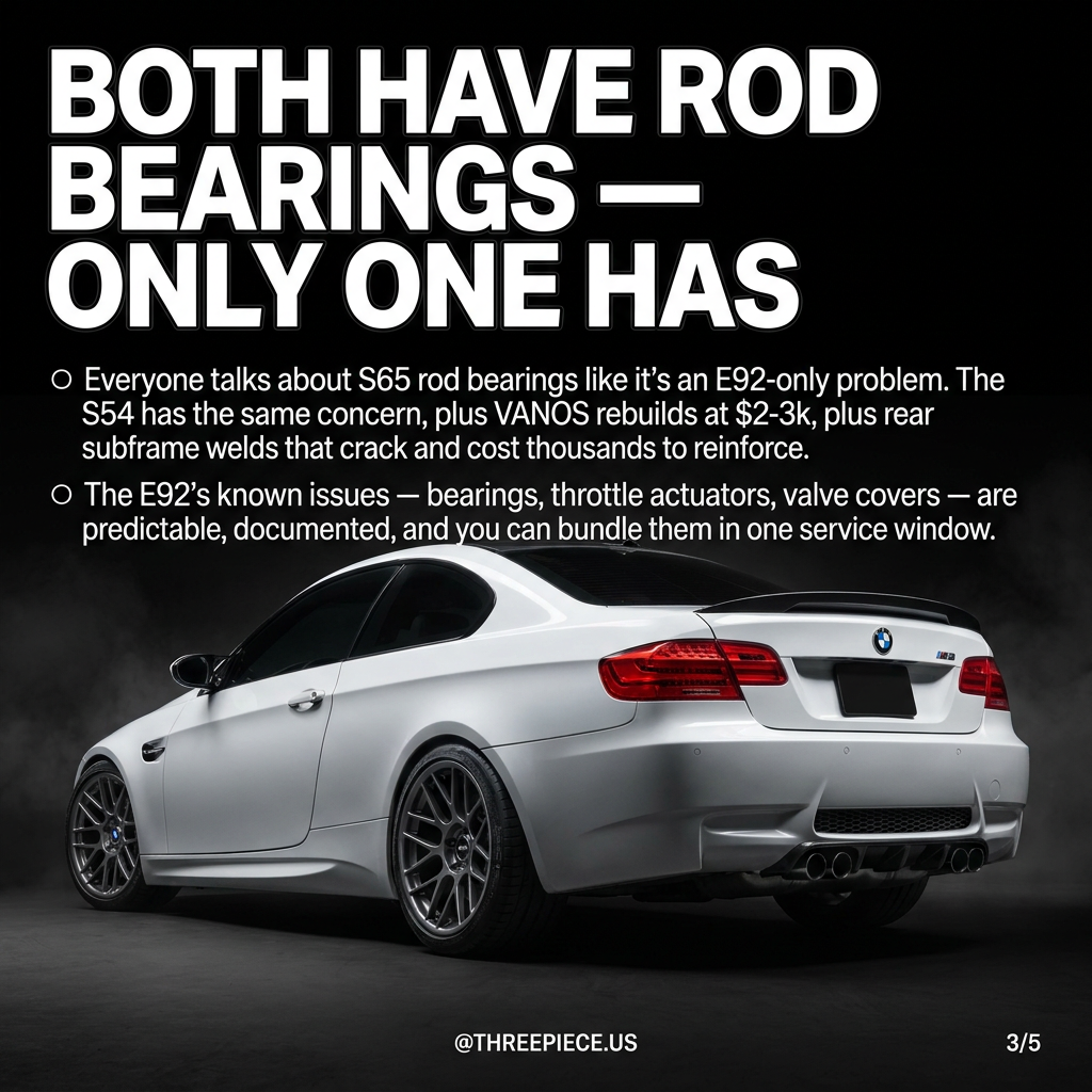 BMW S65 V8 rod bearing and throttle actuator known failure points on the E92 M3