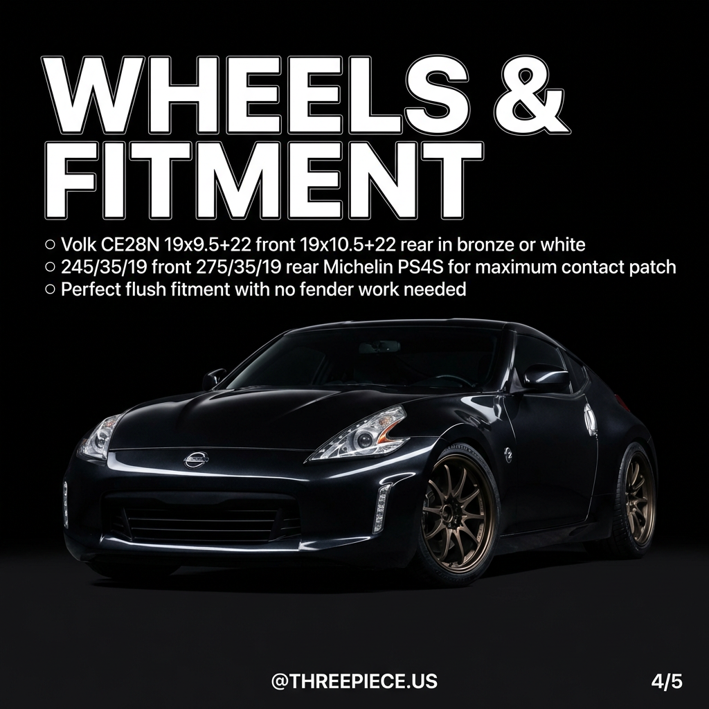 Volk CE28N wheels in bronze finish on 370Z with perfect fitment