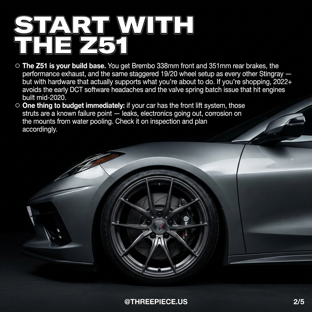 2022 C8 Corvette Z51 in profile showing Brembo brakes and staggered wheels
