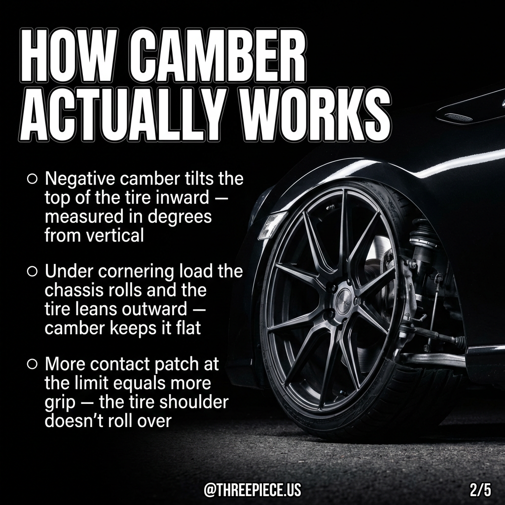 Camber angle measurement showing tire tilt from vertical position