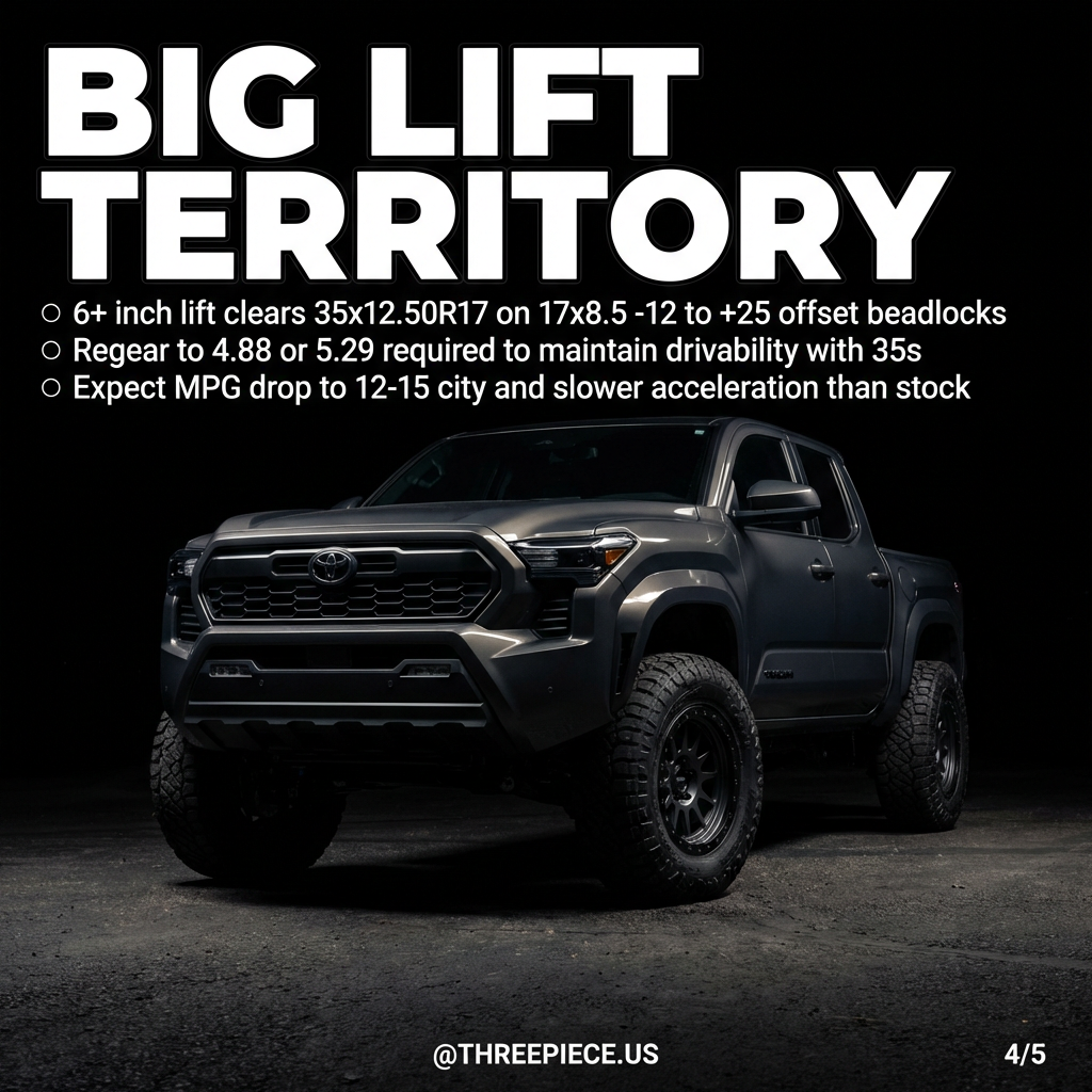 Big lift Toyota Tacoma with 35-inch tires and beadlock wheels
