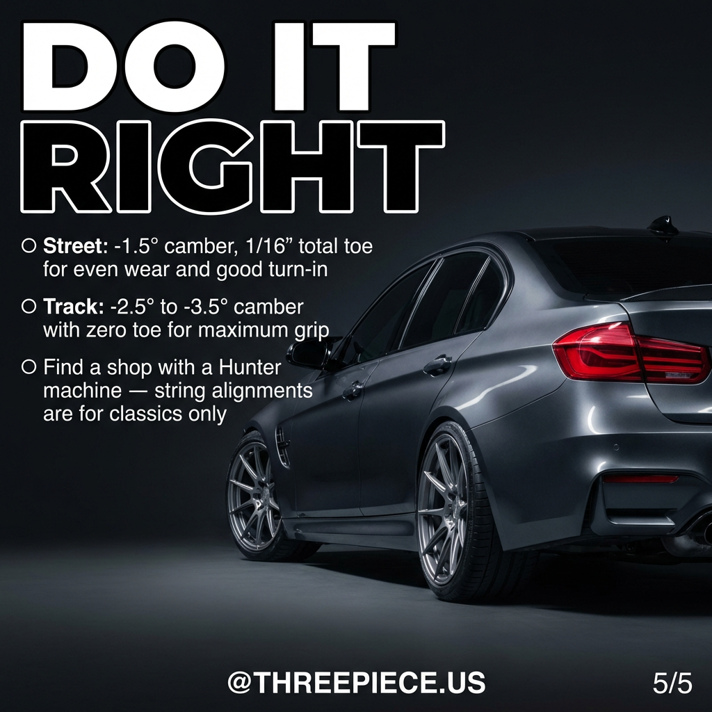 Recommended wheel alignment specifications for street and track use
