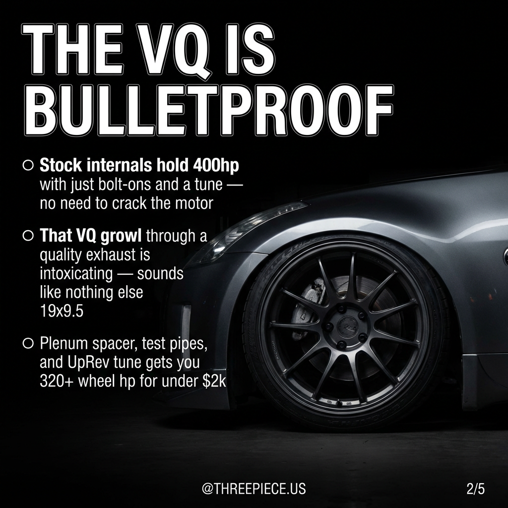 350Z dyno chart showing VQ35DE power curve with bolt-on modifications