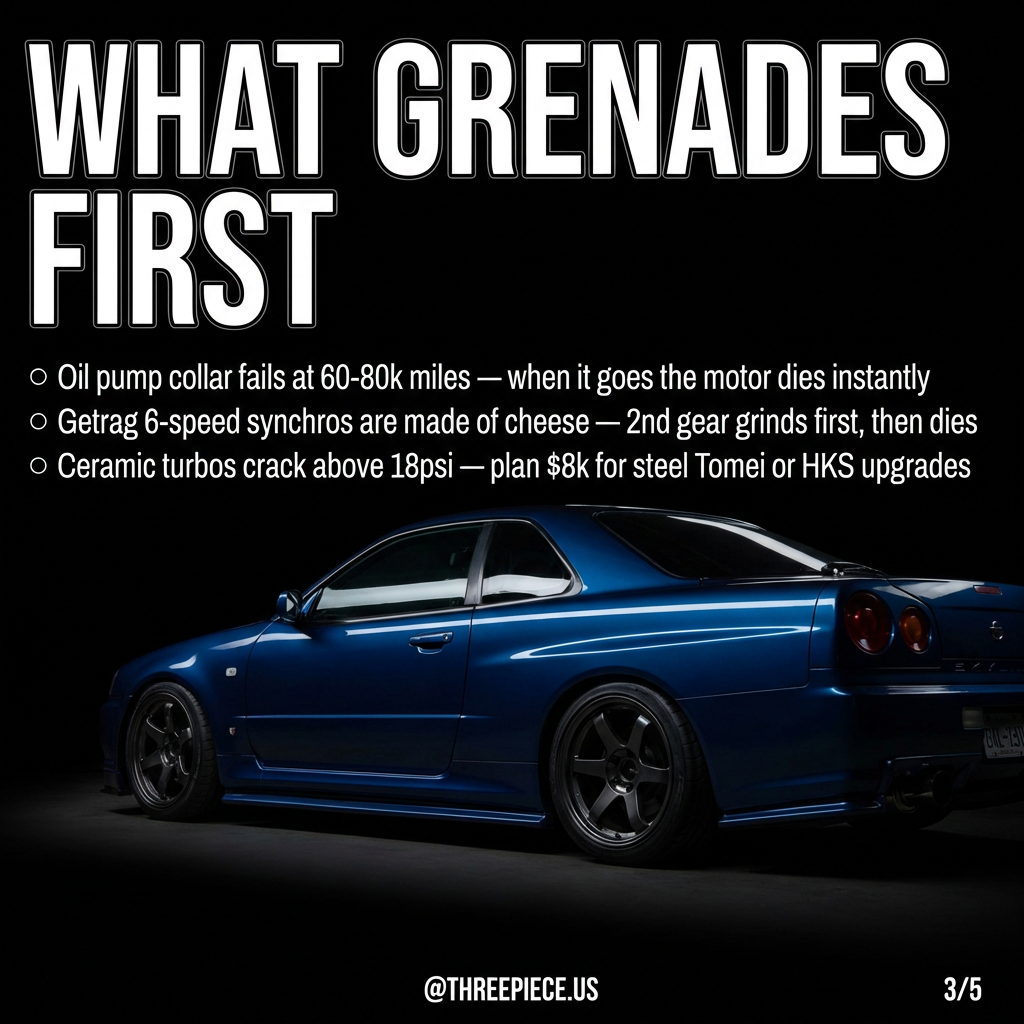 RB26 engine components showing wear points