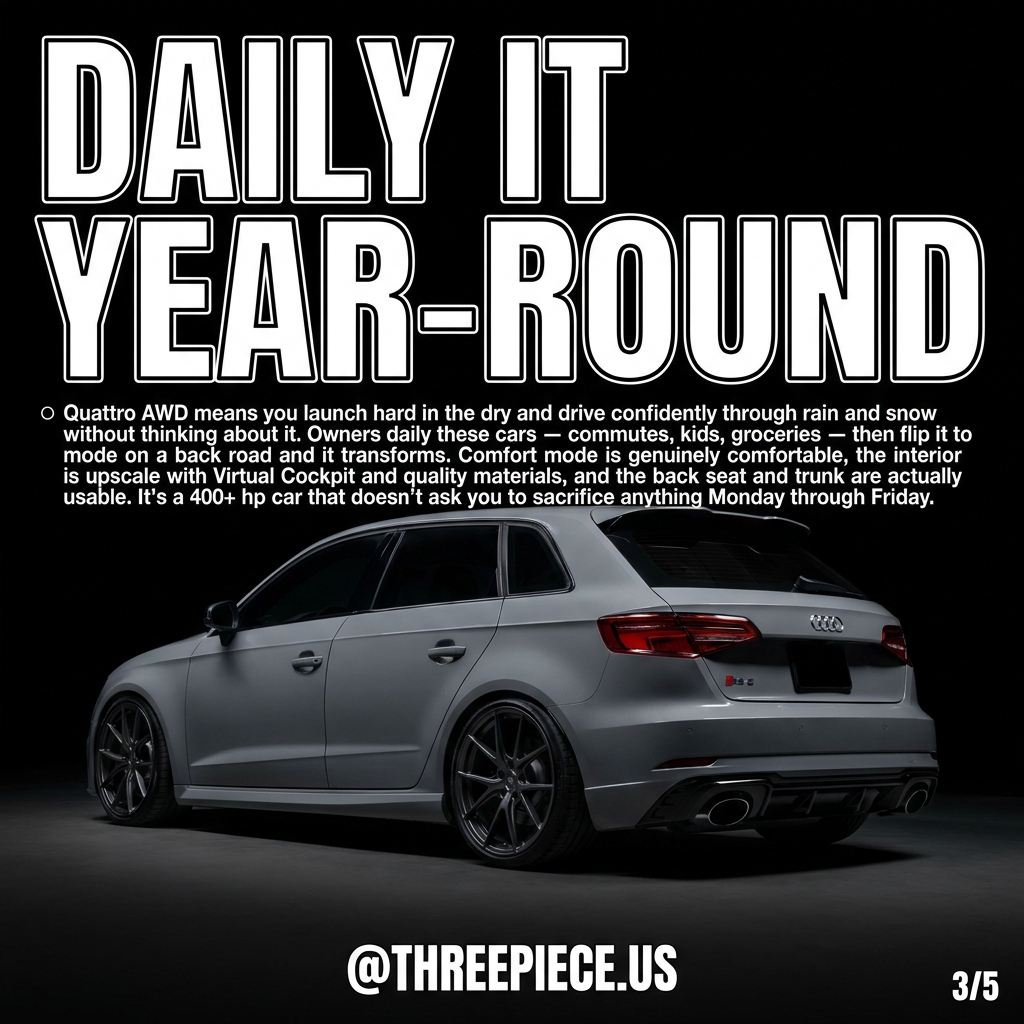 Audi 8V RS3 tuned Stage 2 with quattro AWD launch