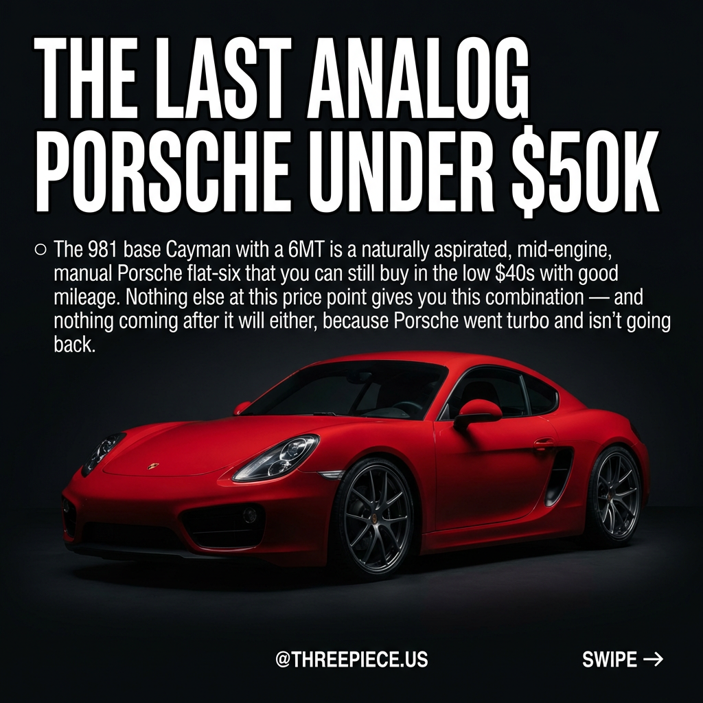2014-2016 Porsche 981 Cayman base with 6-speed manual transmission