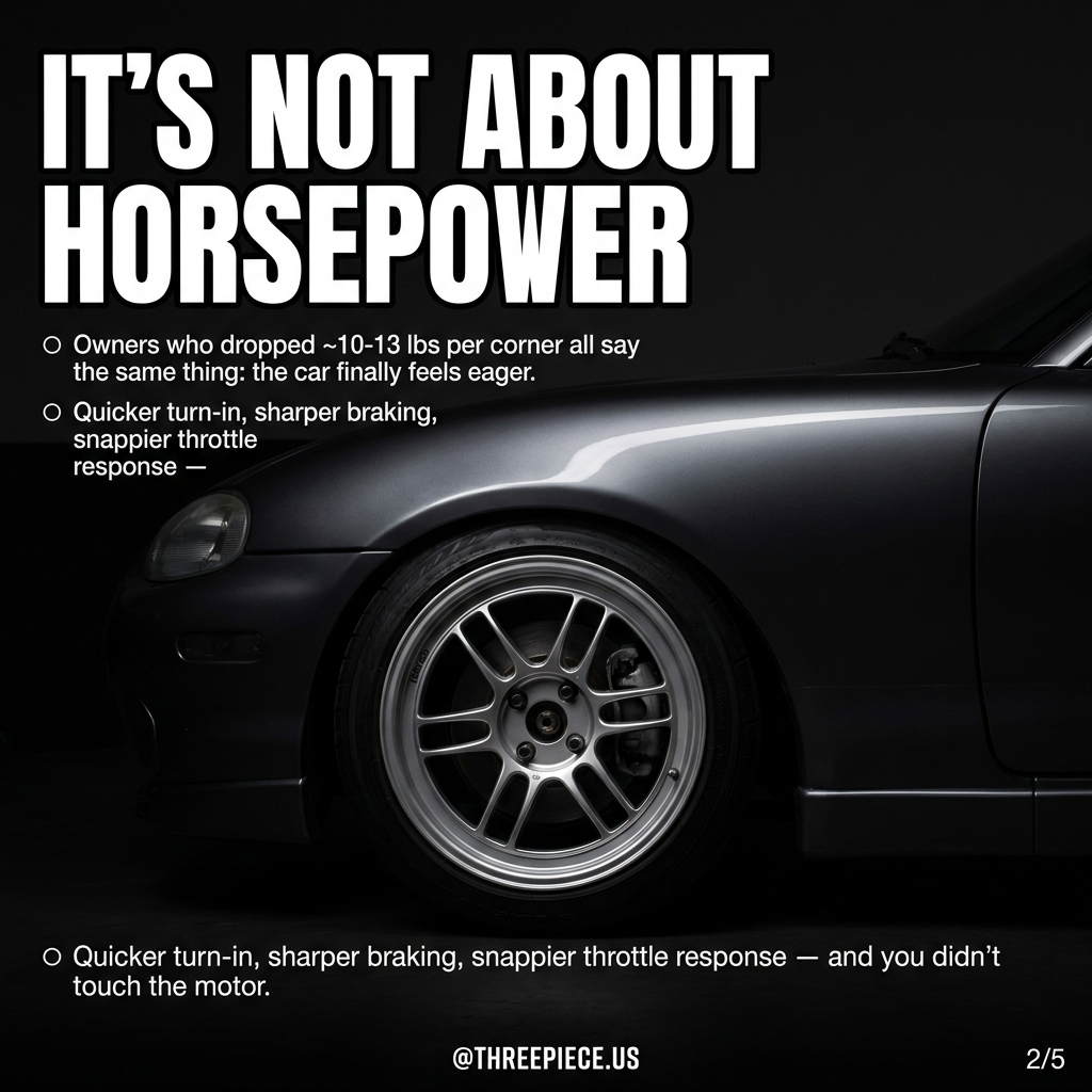 NB Miata corner weight comparison showing unsprung mass reduction