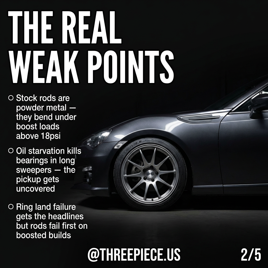 Powder metal FA20 connecting rods compared to forged aftermarket units