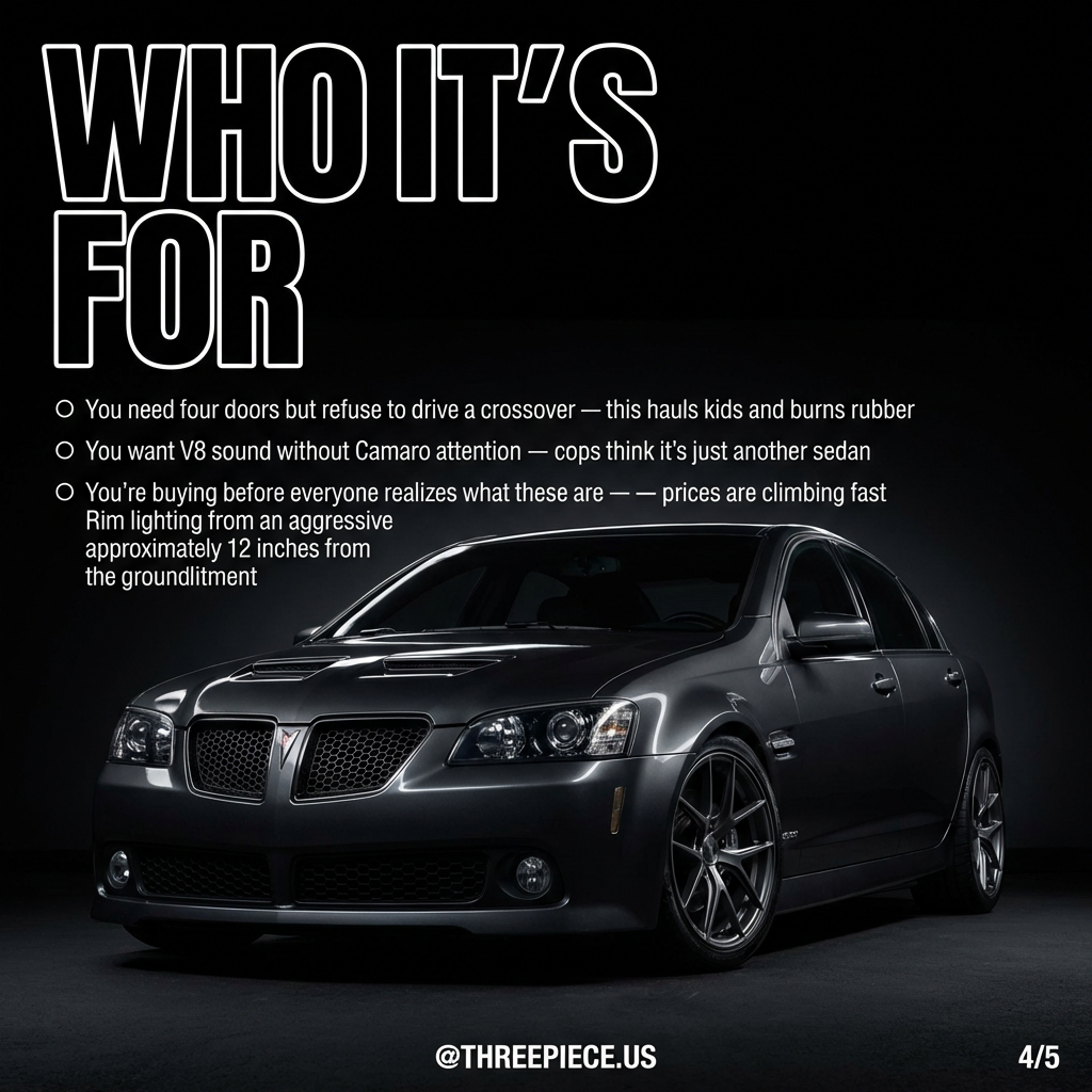 Pontiac G8 GXP interior showing performance sedan practicality