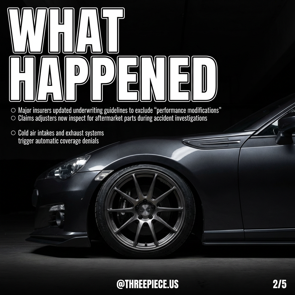 Insurance adjuster inspecting modified car after accident