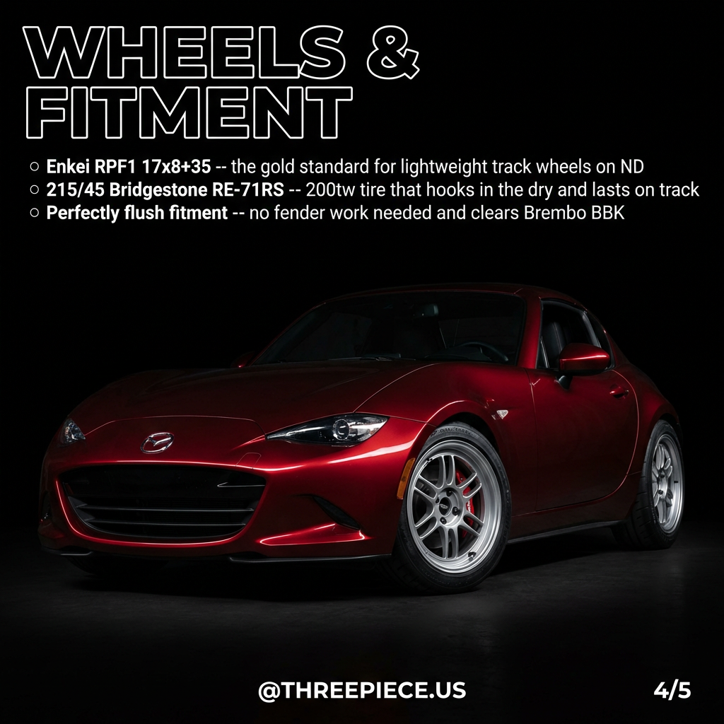 ND Miata with Enkei RPF1 wheels and Bridgestone RE-71RS tires