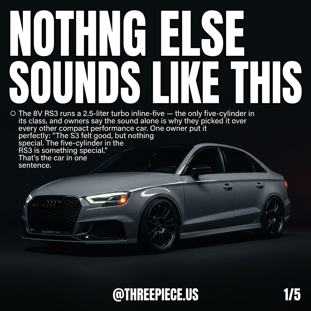 Audi 8V RS3 sedan with five-cylinder turbo engine and aftermarket wheels