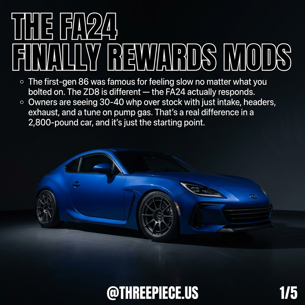 2022-2026 Subaru BRZ ZD8 with aftermarket wheels and lowered suspension