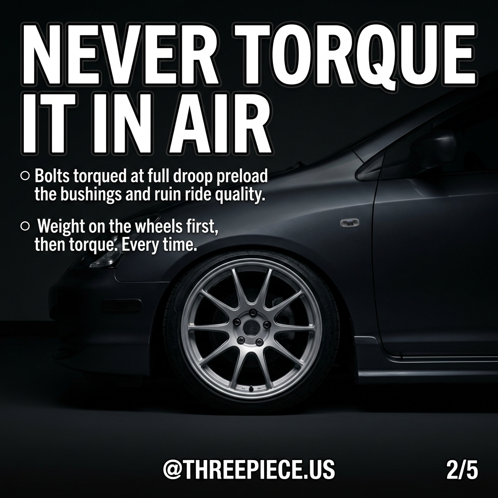Civic Si control arm bolt torqued at ride height instead of full droop