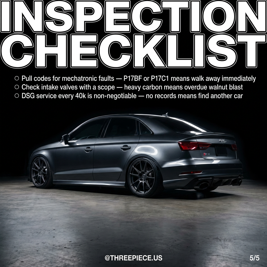 8V RS3 in stealth gray showing understated appearance with serious performance