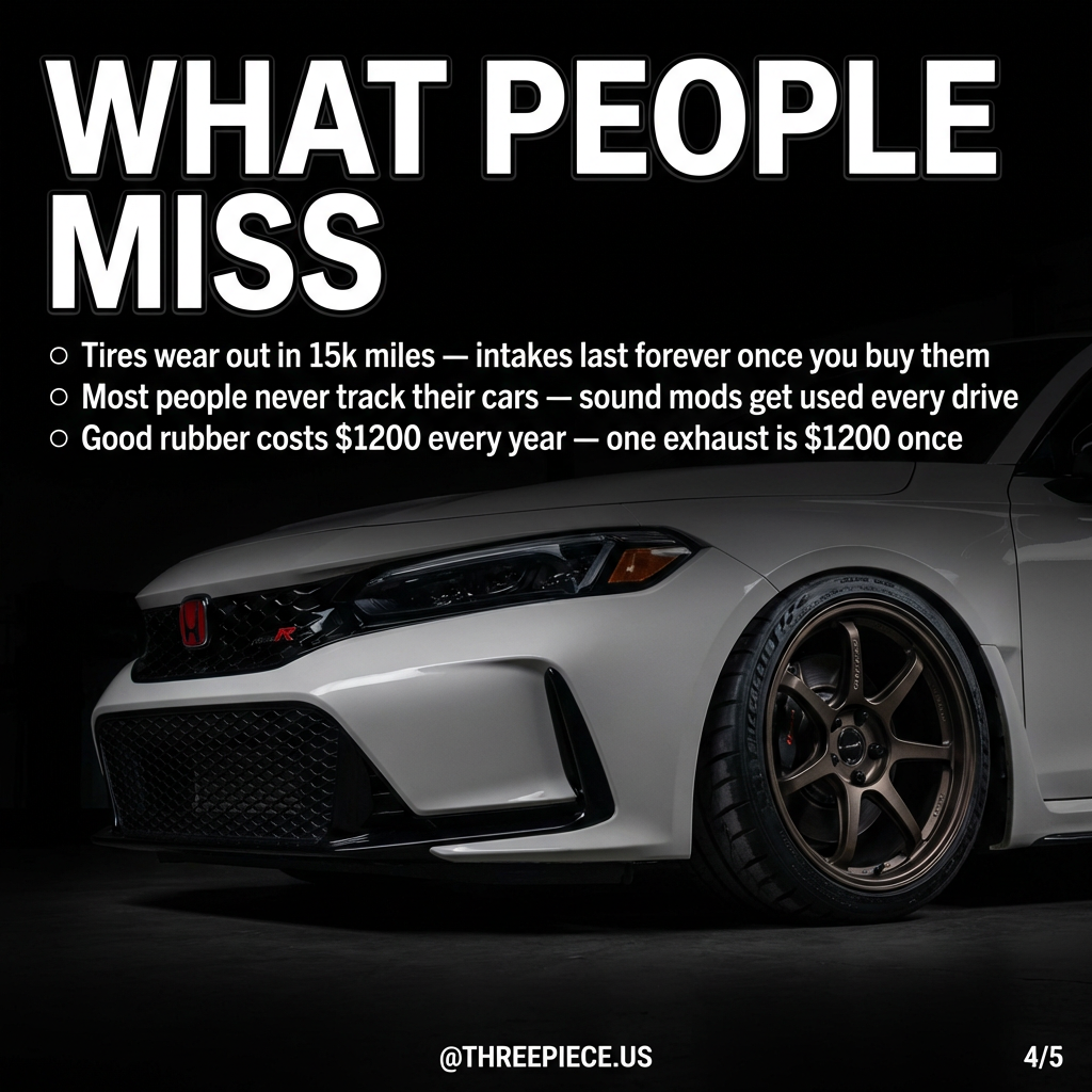 Cost comparison chart showing tire replacement frequency vs permanent intake modifications