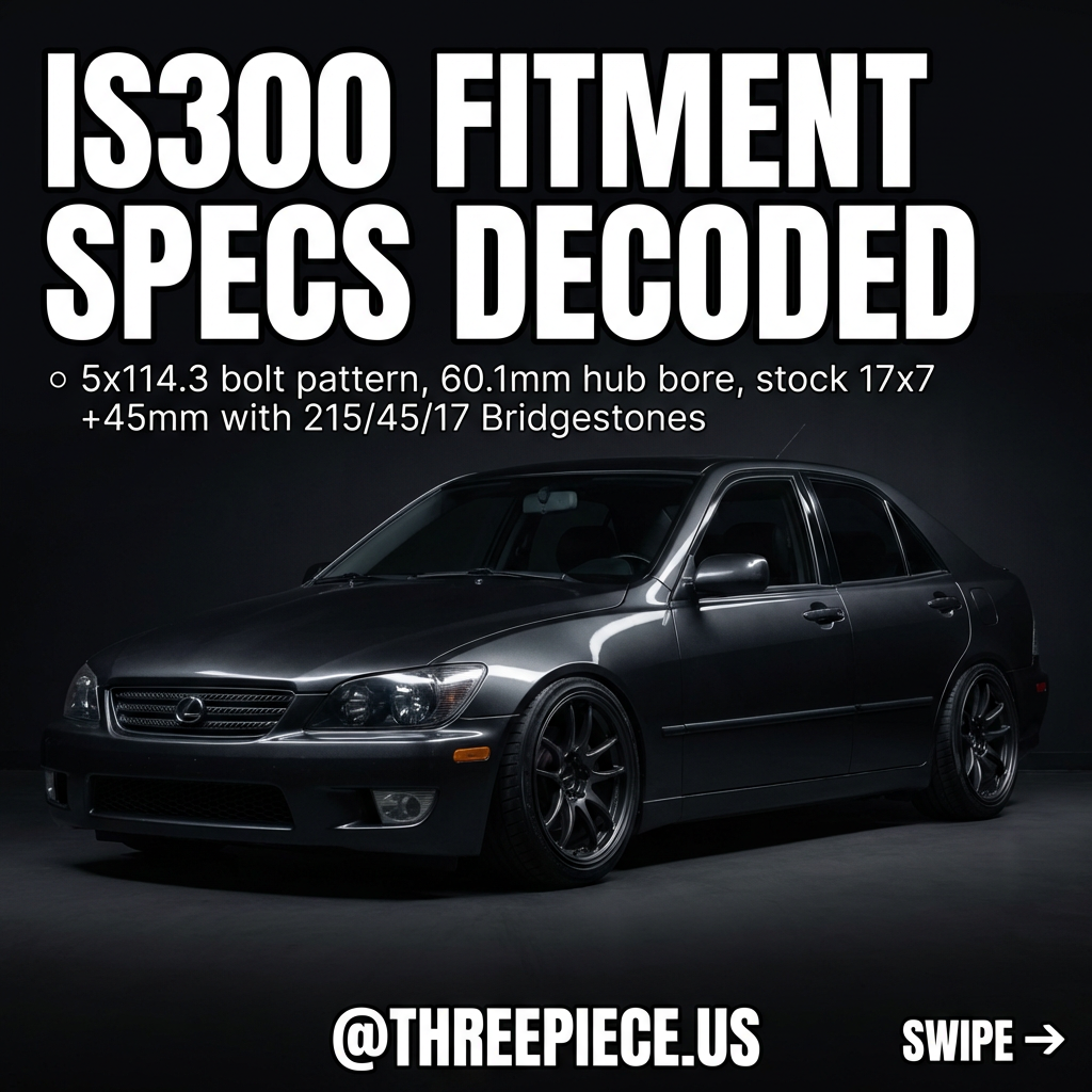 Lexus IS300 wheel fitment specifications and sizing guide
