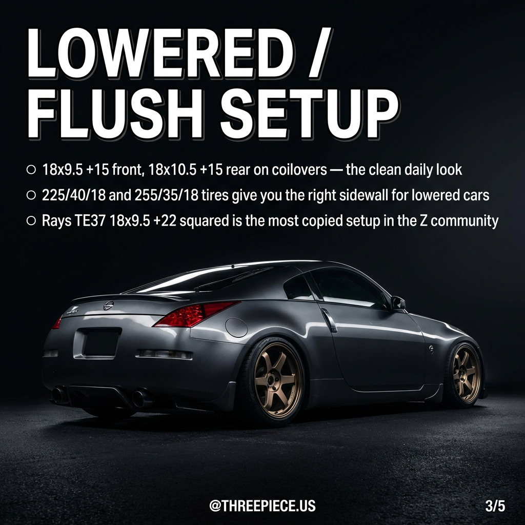 Nissan 350Z lowered flush wheel fitment setup