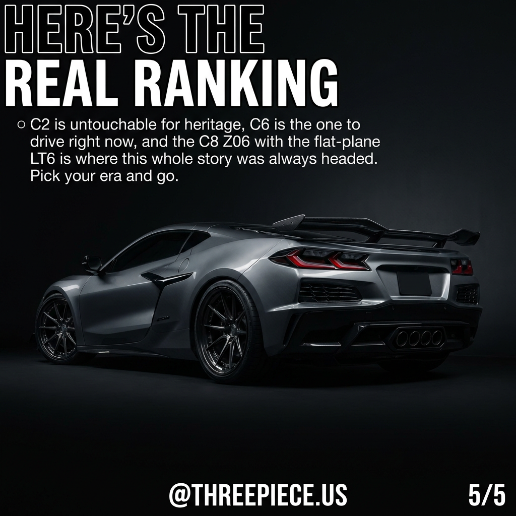 Corvette wheel fitment guide showing staggered setup on C6 and C8