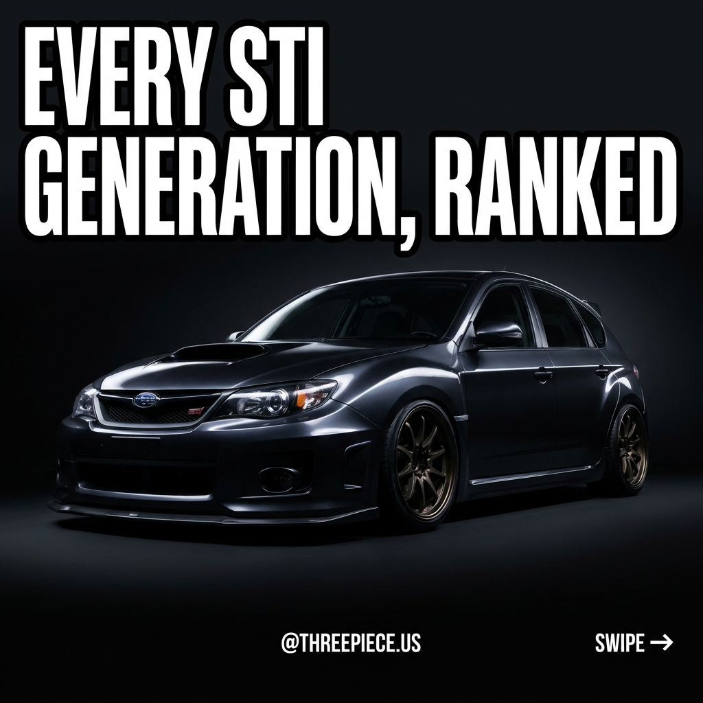 Subaru WRX STI generations ranked GC8 GD GR VA history graphic