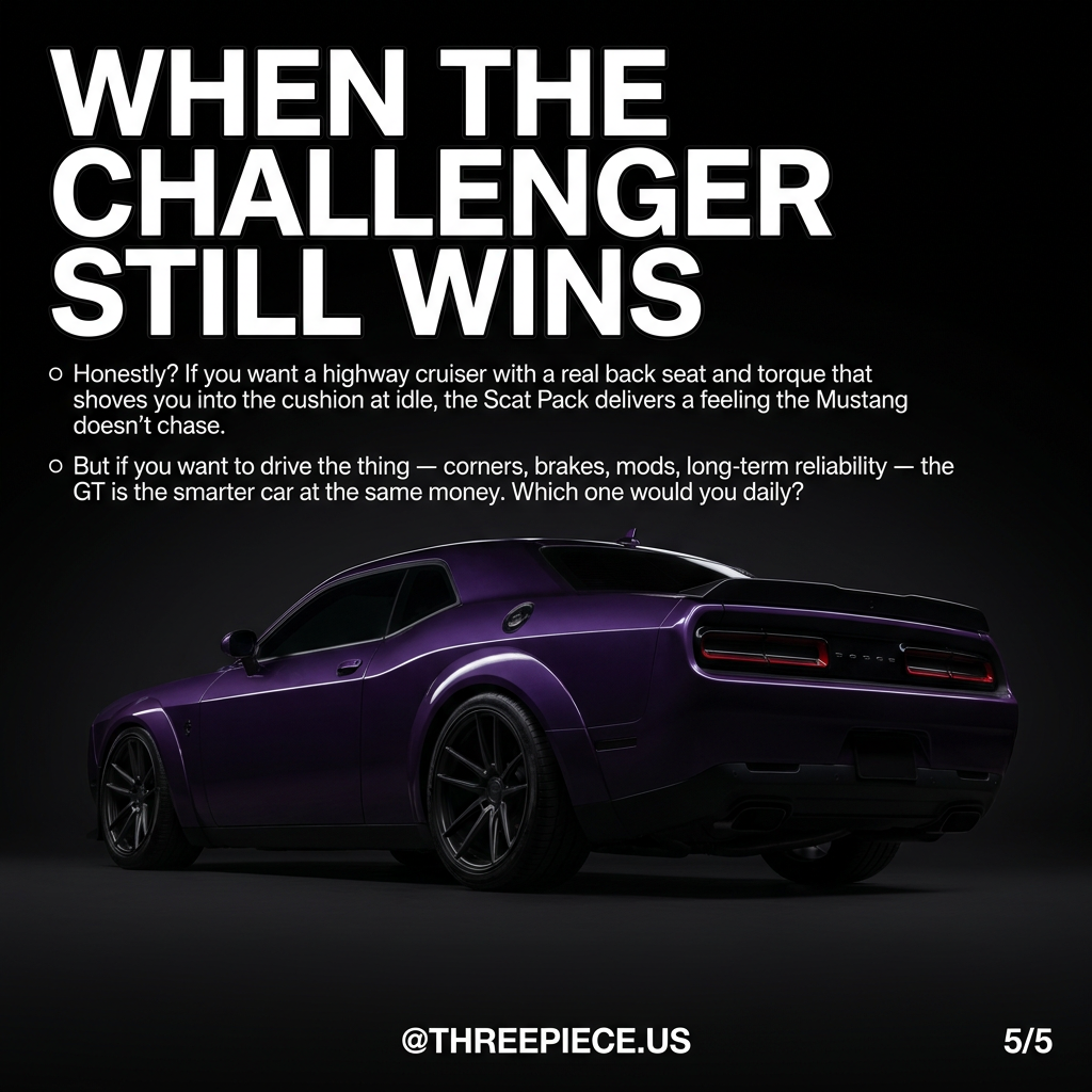 Dodge Challenger Scat Pack widebody presence highway cruiser