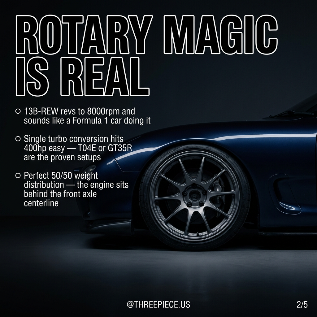 Mazda RX-7 FD rotary engine with twin turbo setup