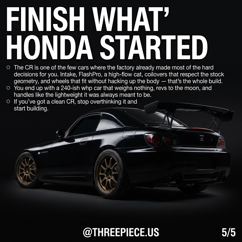 Honda S2000 CR AP2 completed build with aftermarket wheels and exhaust