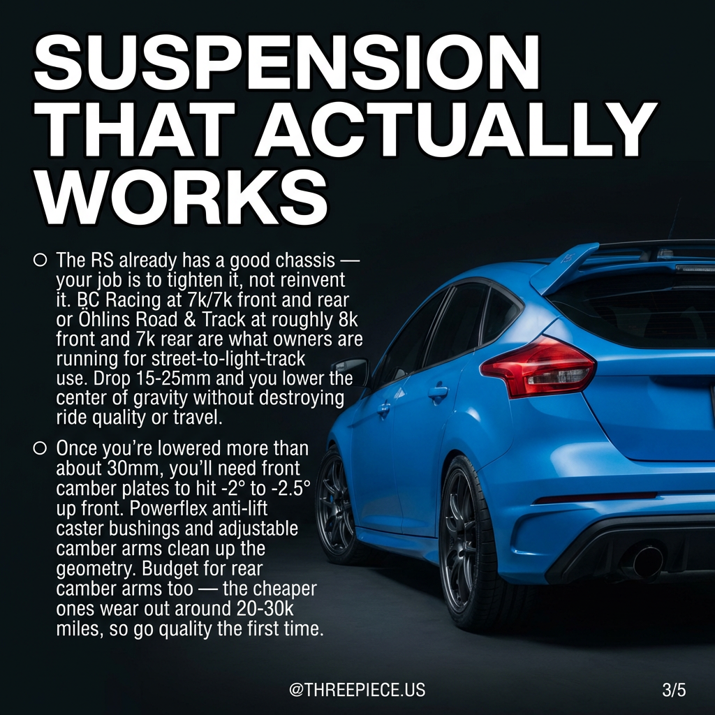 Ford Focus RS EcoBoost 2.3L turbo engine bay with tune and intercooler upgrades