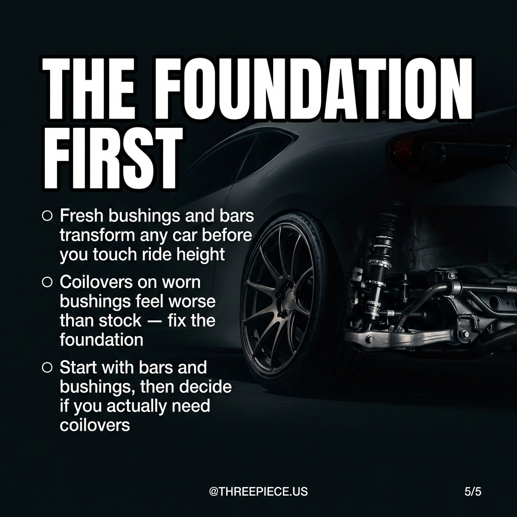 Build suspension foundation with bushings and sway bars first