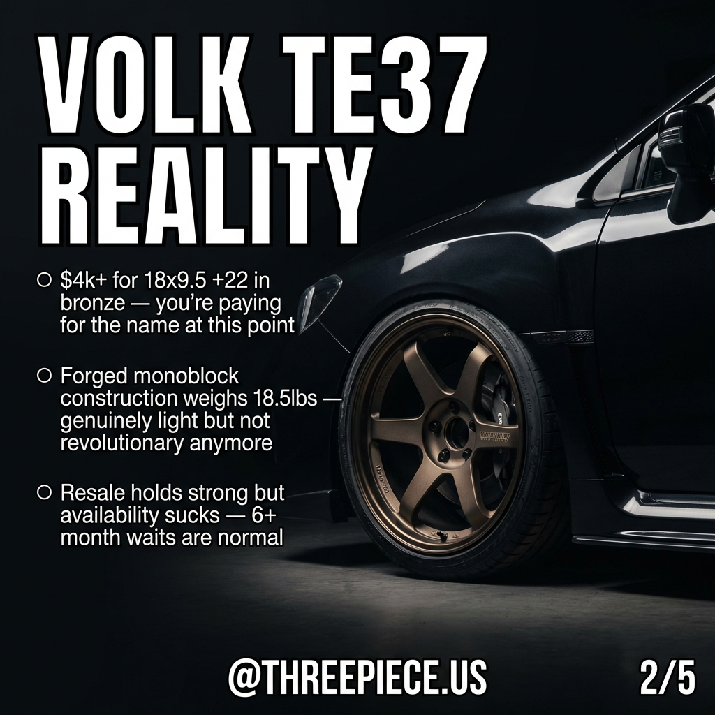Volk TE37 forged monoblock wheel construction and pricing